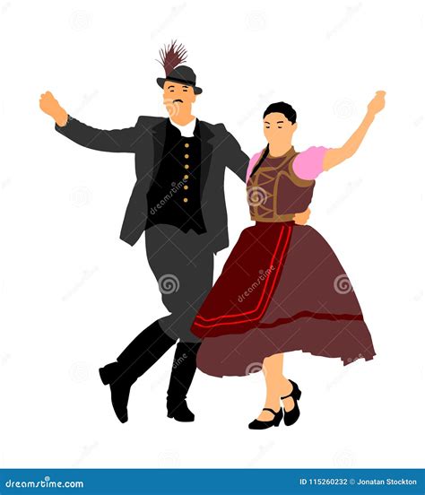 Balkan Dancers Vector Illustration Isolated On Background. Folk Dance In Europe. Folklore Artist ...