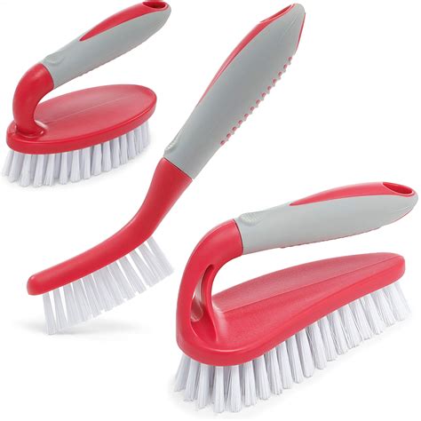 Buy Scrub Brush Set of 3pcs - Cleaning Shower Scrubber with Ergonomic Handle and Durable ...