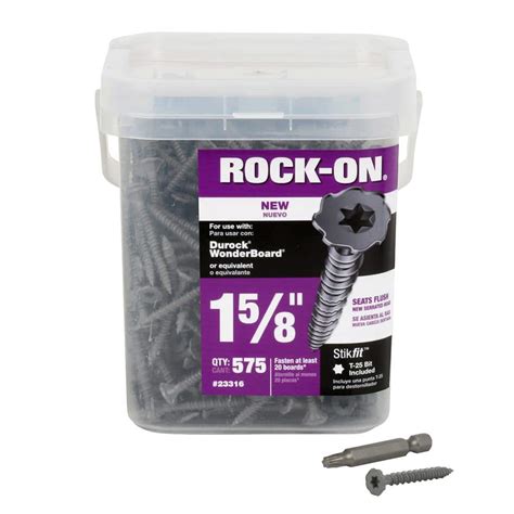 Rock-On #9 x 1-5/8 in. Serrated Flat Head Star Drive Cement Board Screws (575-Pack) 23316 - The ...