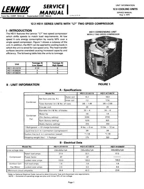 Lennox Air Conditioner Service Manual Model HS11-311