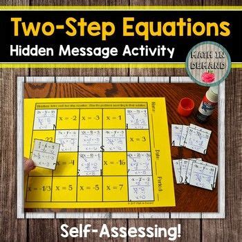 Two-Step Equations Hidden Message Activity Pre Algebra Activities, Teacher Worksheets, Multi ...
