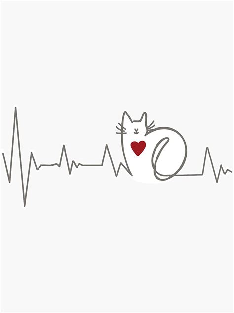 "Cat Heartbeat" Sticker for Sale by HaileyHenk | Redbubble