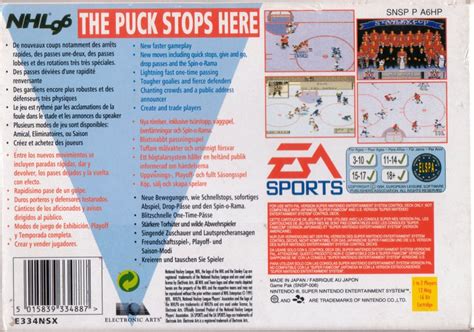 NHL 96 cover or packaging material - MobyGames