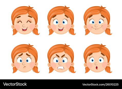 Face expressions cute little girl Royalty Free Vector Image