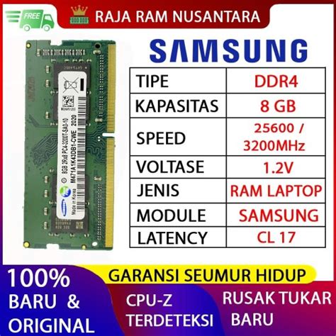 Jual RAM LAPTOP SAMSUNG DDR4 8GB 3200 MHz 25600 ORI GAMING RAM NB DDR4 ...