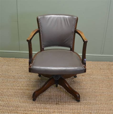 Art Deco Antique Solid Oak Swivel Desk Chair | 286618 | Sellingantiques.co.uk