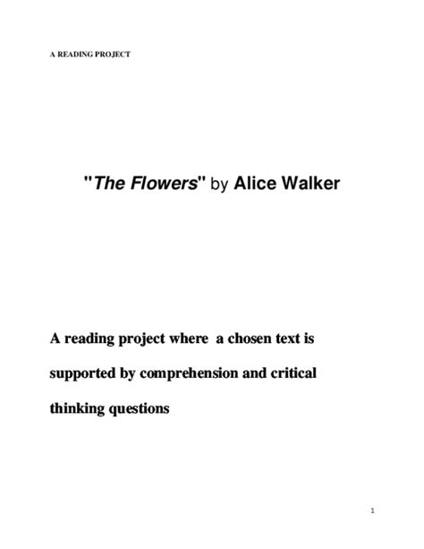 The Flowers By Alice Walker Analysis | Best Flower Site