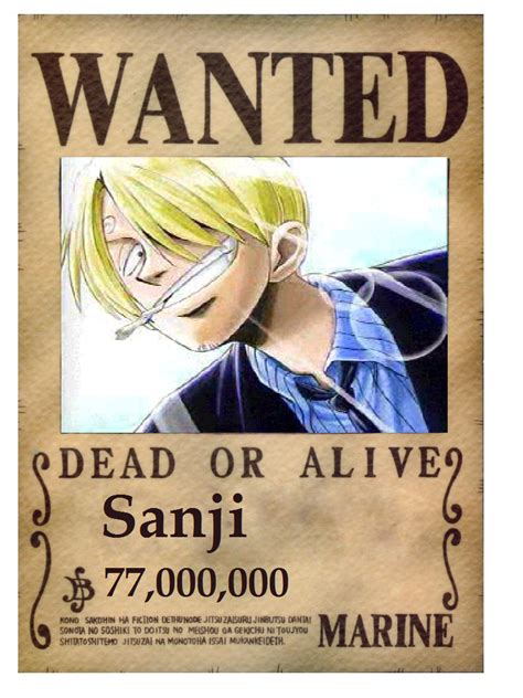 Sanji's new wanted poster by tish246 on DeviantArt