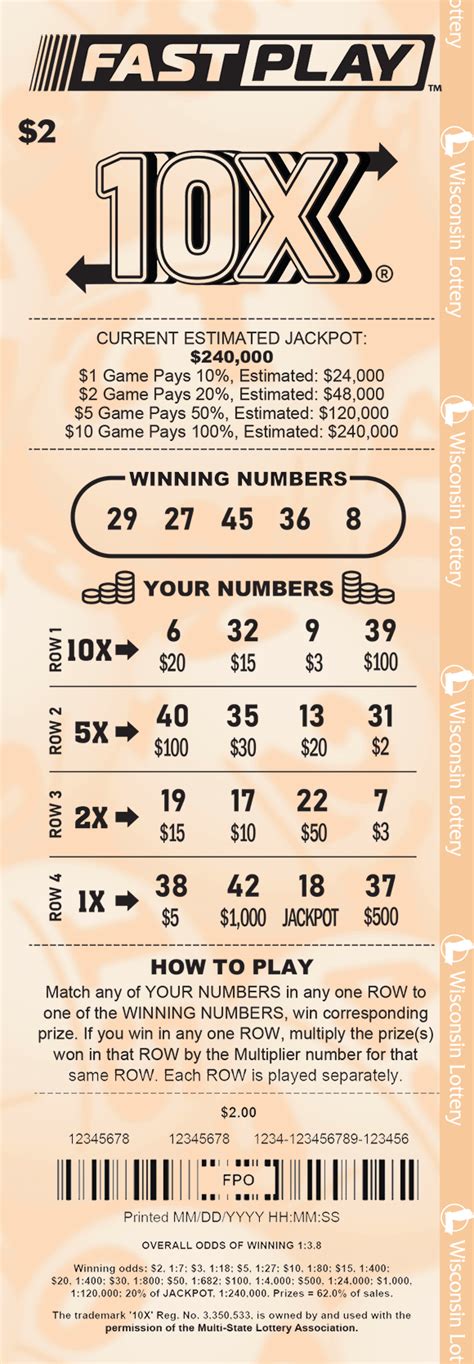 FAST PLAY 10X (1001) | Wisconsin Lottery