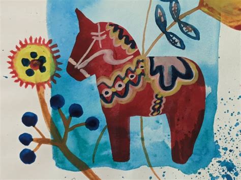 Dala Horse Painting Original Scandinavian Art by Bailey Quam - Etsy