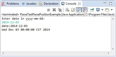 Java SimpleDateFormat parse(String text,ParsePosition pos) method example