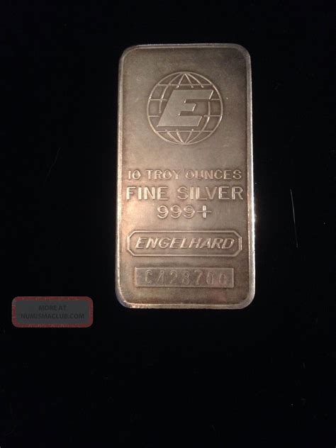 Engelhard 10oz Vintage Silver Bar - Big " E " Style -. 999 Fine