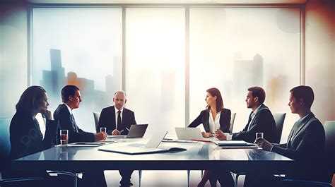 Several Business Men And Women Sitting Around A Conference Table ...