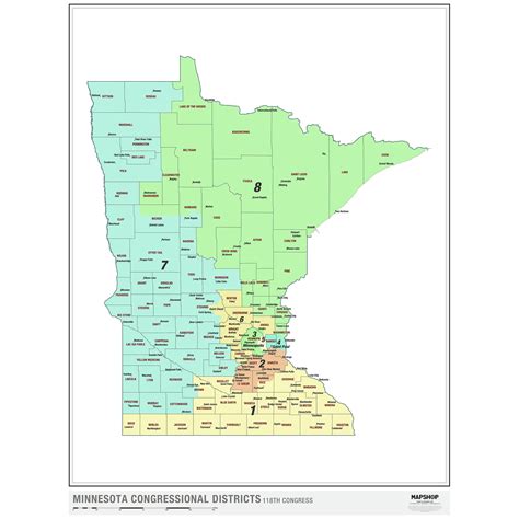 Minnesota 2022 Congressional Districts Wall Map by MapShop - The Map Shop