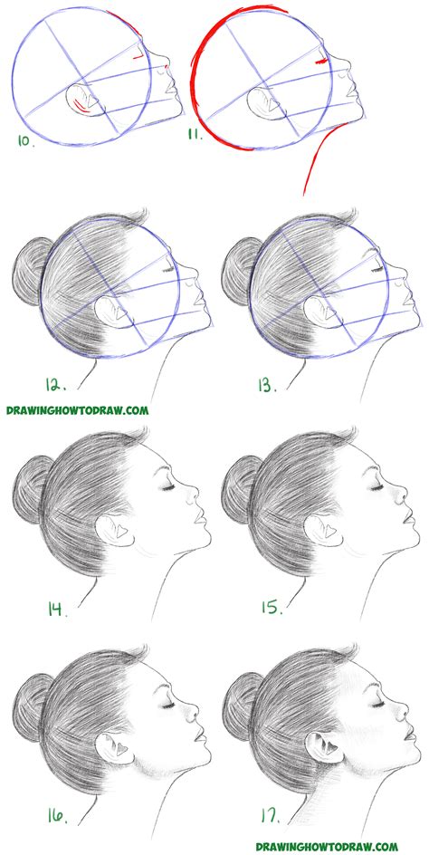 How to Draw a Face from the Side Profile View (Female / Girl / Woman ...