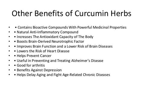 Several Health Benefits of Curcumin Herbs