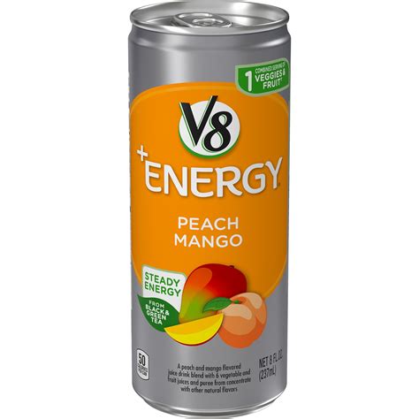 V8 +Energy, Healthy Energy Drink, Peach Mango, 8 Ounce Can - Walmart ...