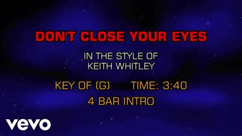 Keith Whitley - Don't Close Your Eyes (Karaoke) Chords - Chordify