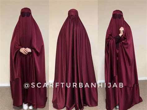 Burgundy Afghan Burqa Silk Khimar Cape Niqab Full Long - Etsy