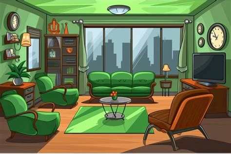 Premium AI Image | Trendy emerald green and grey living room furnishings and an abstract picture ...
