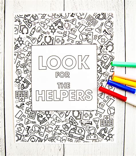 Look for the Helpers Coloring Page from Thirty Handmade Days