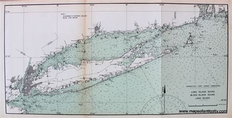 Long Island Sound, Block Island Sound, Long Island - Antique Maps and Charts Original, Vintage ...