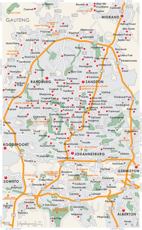 Accommodation in Johannesburg, South Africa | Johannesburg map, South ...