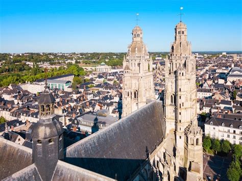 Premium Photo | Tours cathedral aerial view france