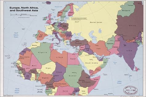 24x36 Poster Cia Map Of Europe N Africa Sw Asia 1986