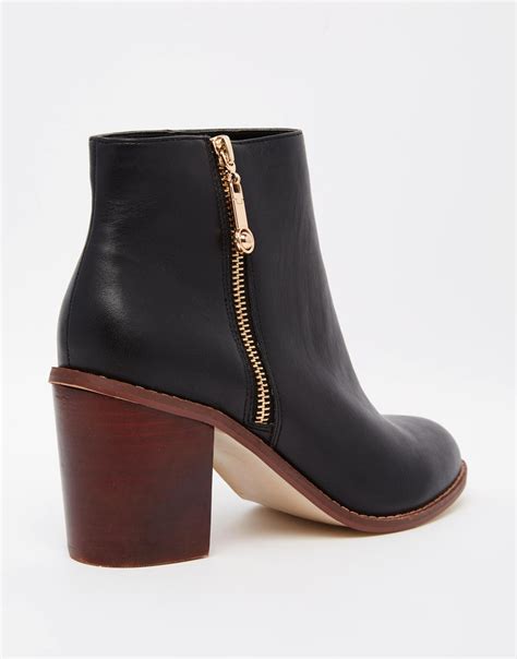 Carvela Kurt Geiger Tag Zip Stack Heeled Leather Ankle Boots in Black - Lyst