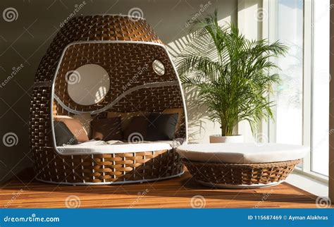 Round Outdoor Patio Daybed Set Stock Image - Image of luxury, chair ...