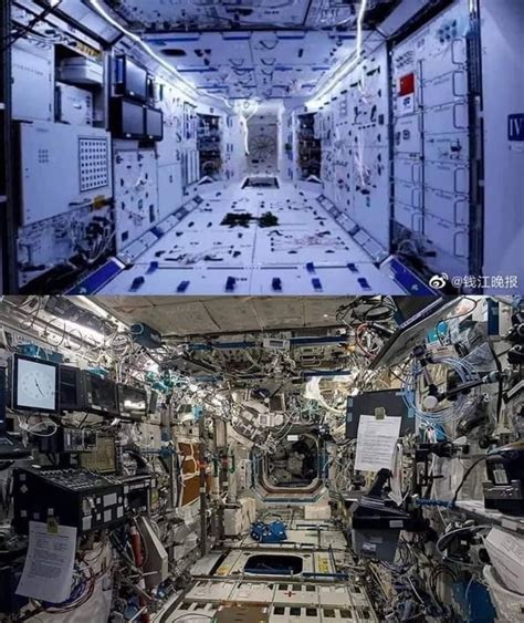 Picture of China’s Tiangong space station vs the ISS. - 9GAG