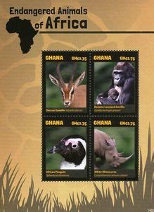 Stamp: Endangered animals (Ghana(Endangered Animals) Mi:GH 4451-4454KB ...