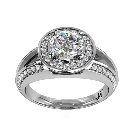 Round Brilliant Cut Diamond Halo Engagement Ring