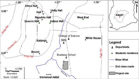 Location of KNUST showing the surveyed site. | Download Scientific Diagram