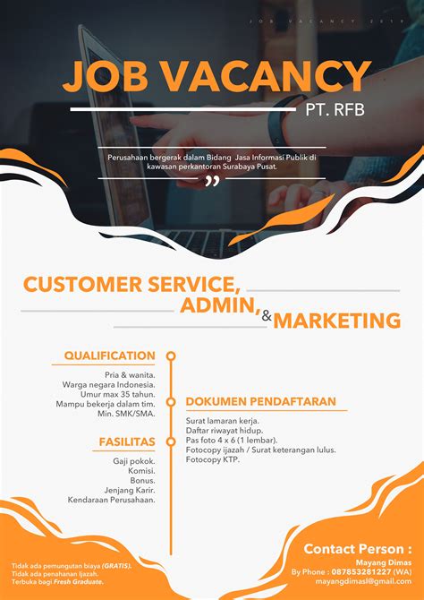 Job Vacancy PT.RFB | Brosur, Pas foto, Desain pamflet