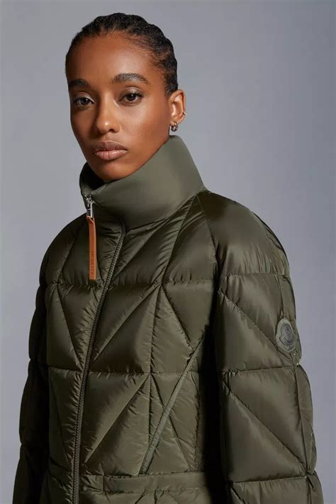 Dark Green Cerise Long Down Jacket - Long Down Jackets for Women | Moncler IT