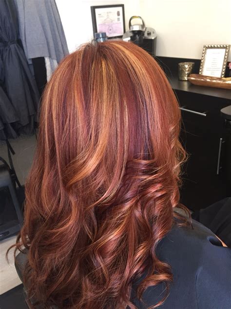 Red hair with blonde highlights and violet low lights! #beautifulredhair | Hair color auburn ...