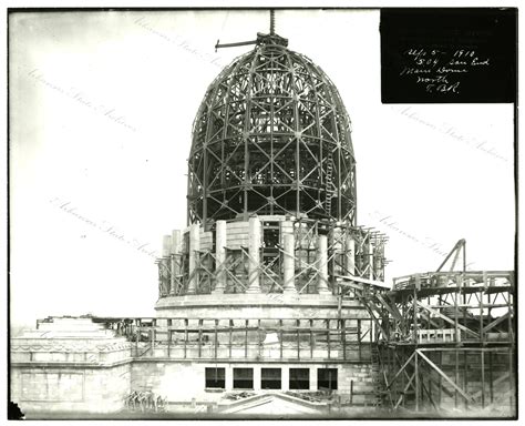 View of the Arkansas State Capitol dome under construction in Sept ...