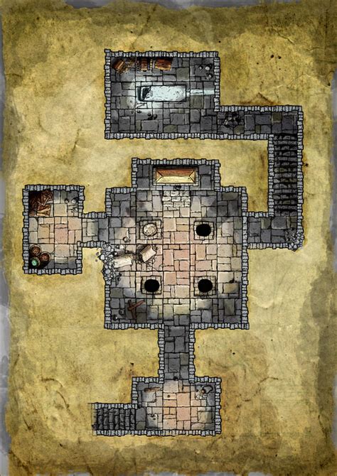 Small dungeon map test. 100% custom photoshop brushes, no additional lineart. : DungeonMasters ...