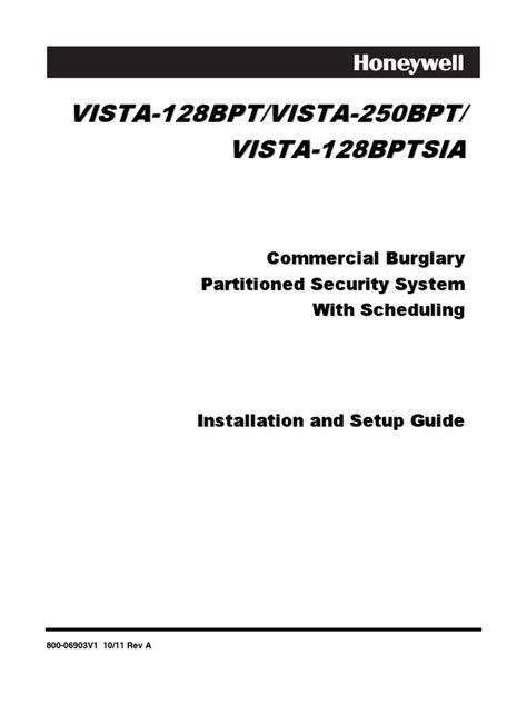 Honeywell Vista 128bpt Honeywell Vista 250bpt Install Guide | Security Alarm | Access Control