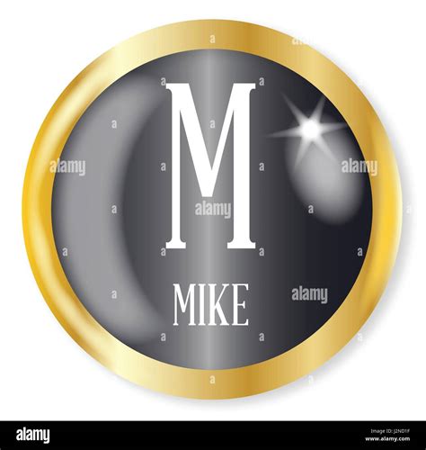 M for Mike button from the NATO phonetic alphabet with a gold metal ...