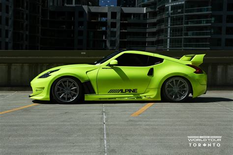 Visual Styling Tweaks on Neon Green Nissan 370Z Fitted With Vossen Rims ...