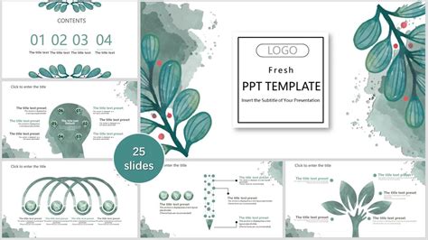 Watercolor plant leaves PowerPoint Templates_Best PowerPoint templates ...