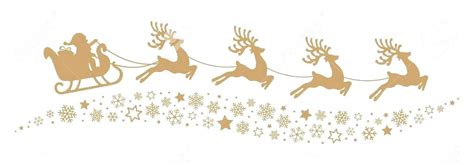 Santa Sleigh With Reindeer Clip Art