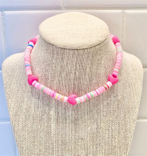 Pink Heart Choker Necklace - Etsy