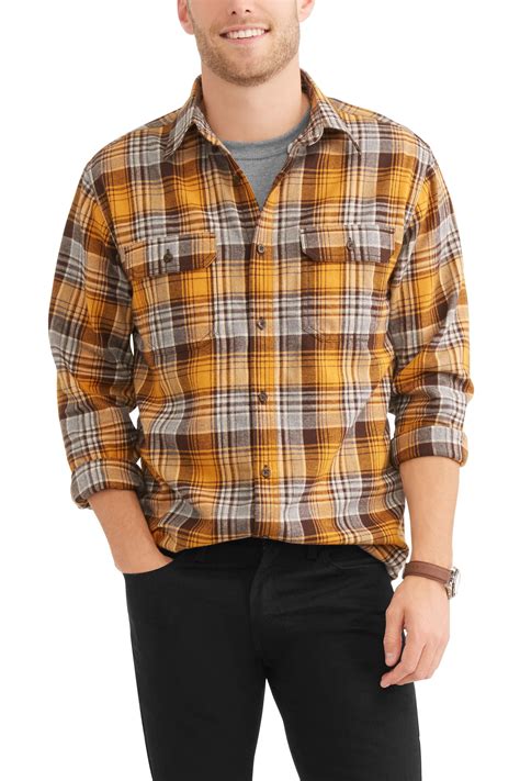 GEORGE - George Men's and Big & Tall Long Sleeve Flannel Shirt, up to size 3XLT - Walmart.com ...