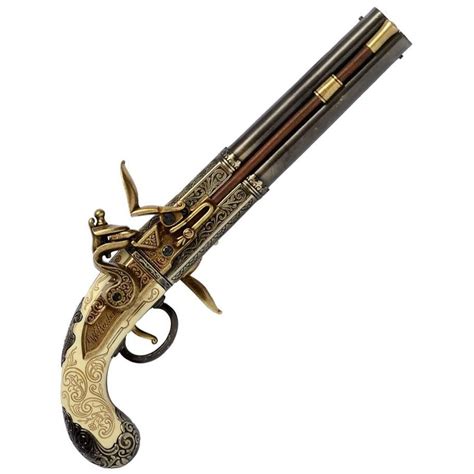 Double Barrel Flintlock Pistol Replica | Flintlock pistol, Pistol ...