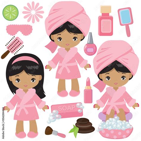 Cute spa girl vector cartoon illustration Stock Vector | Adobe Stock