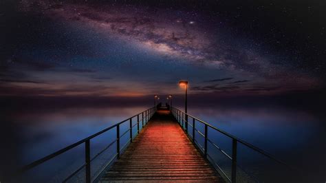 Milky Way Pier 4K Ultra HD Wallpaper